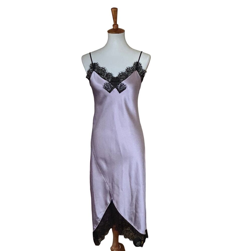 AllSaints Lavender Black Lace Slip Praia Dress Size US 4 - Picture 6 of 11